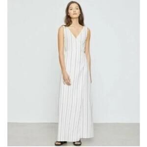 Onia Grace Sleeveless Striped Cotton Wrap Maxi Dress Medium